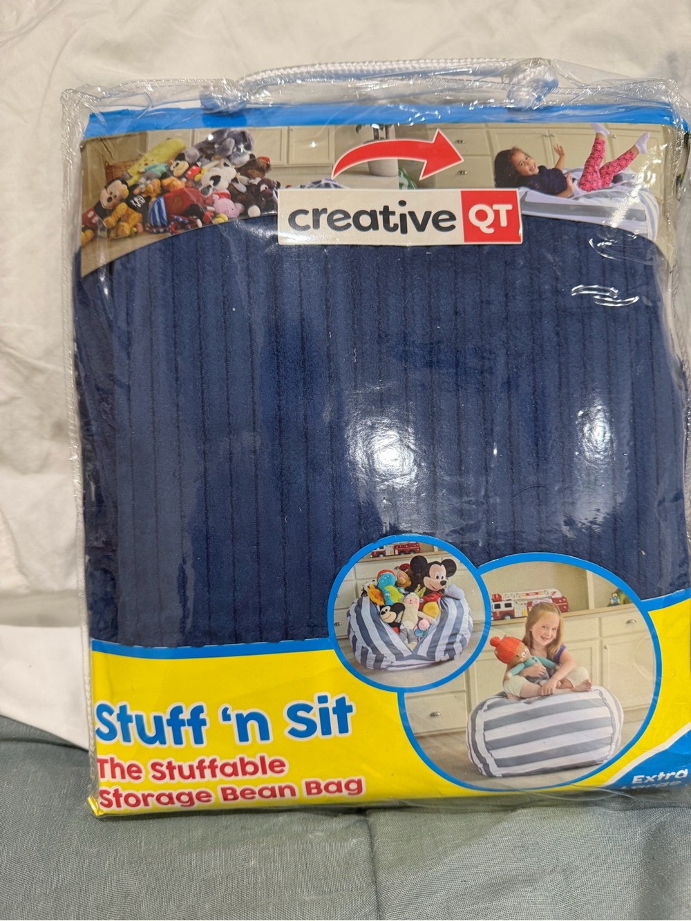 Creative QT Stuff ’n Sit Stuffable Storage Bean Bag – Standard Size – Navy Blue